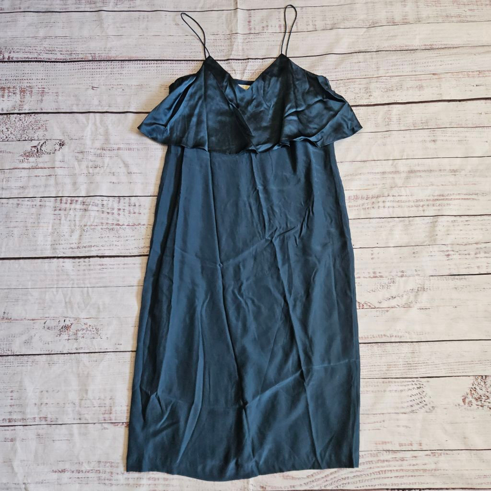 Marie Oliver Cyan 100% Silk Alice Slip Dress Womens XS NWT